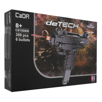 Zestaw 359 Klocków Konstrukcyjnych CaDA Karabin Micro UZI dla dzieci 8+ Funkcja strzelania + 6 Pocisków